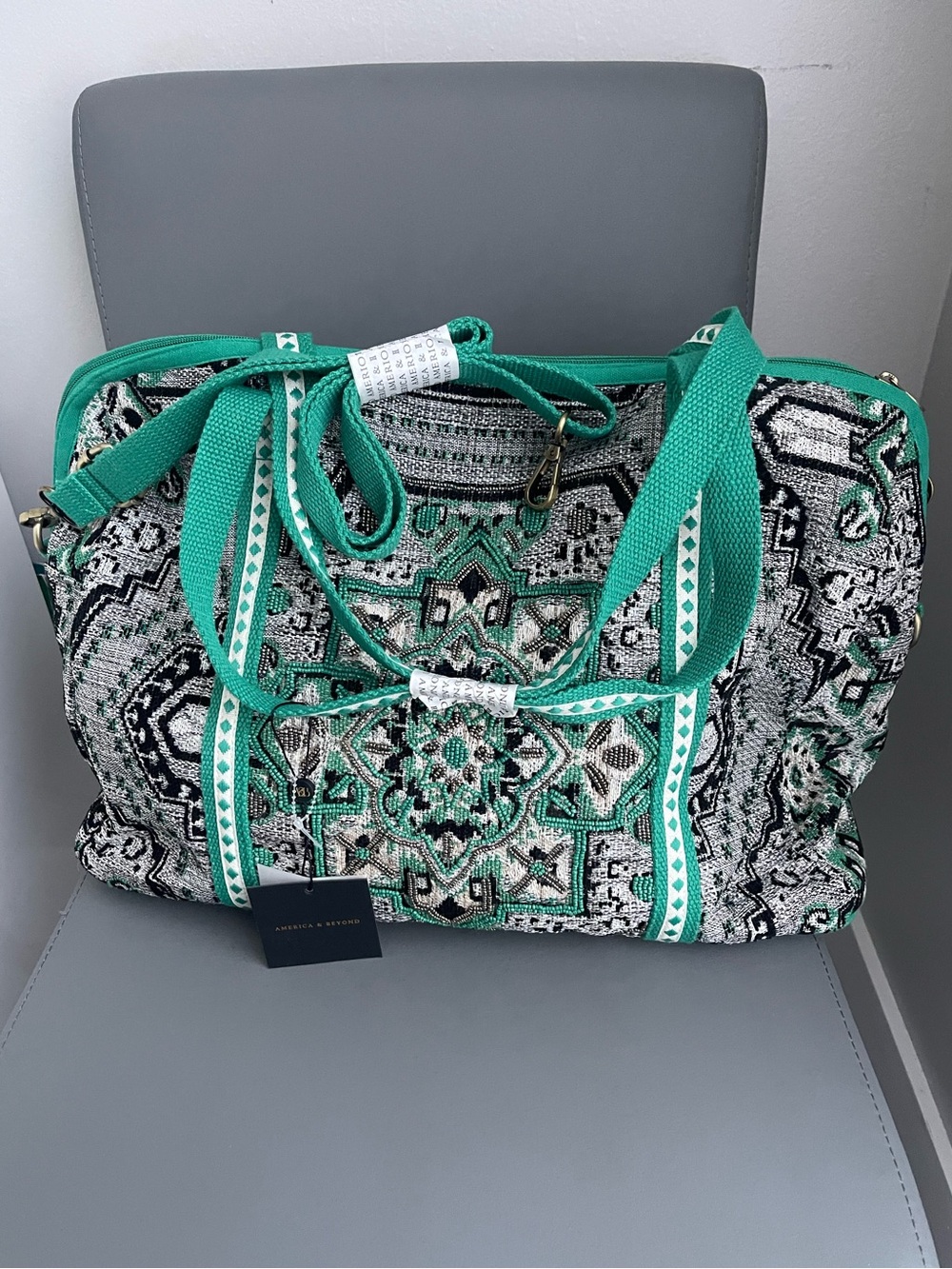 America & Beyond Embellished Weekender Duffel Bag